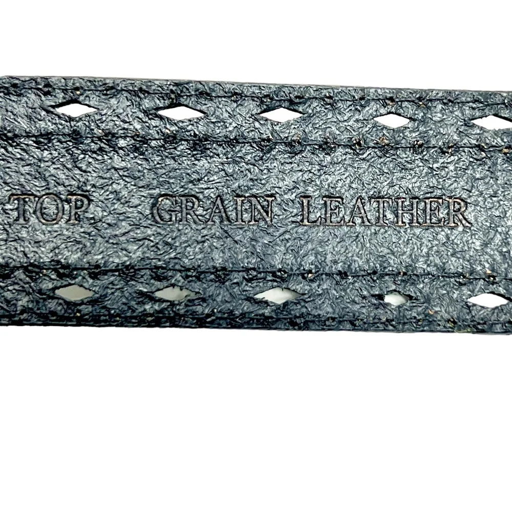 John Deere women's Black Embossed Leather Belt with Rhinestone Buckle sz XL NWOT